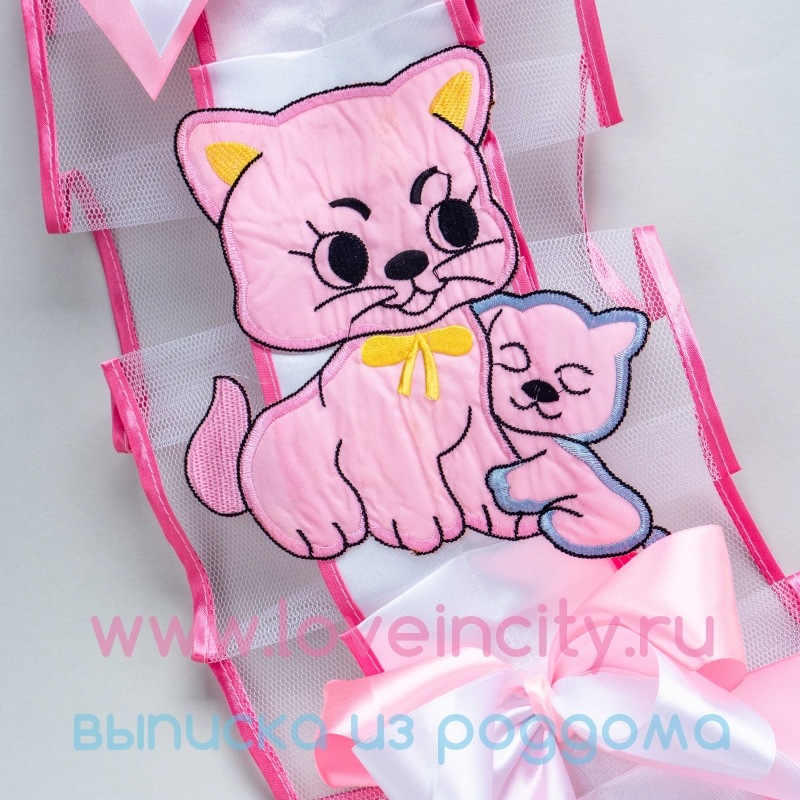 фото Лента на авто розовая «Кошка и котенок»