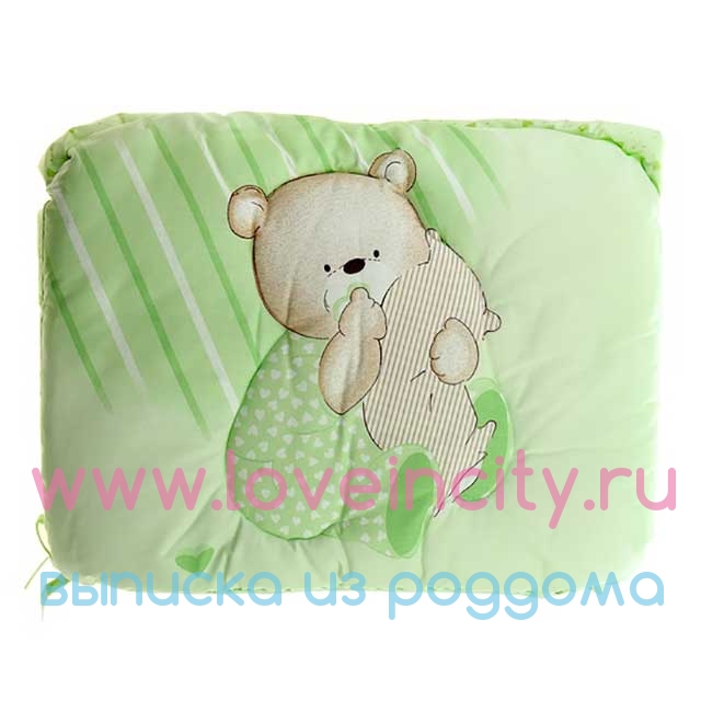 фото Бортик для кроватки &quot;Уютный мишка&quot; (цвет зеленый)