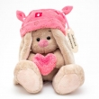 фото Зайка Ми в розовой шапке с сердечком 15 см