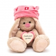 фото Зайка Ми в розовой шапке с сердечком 15 см